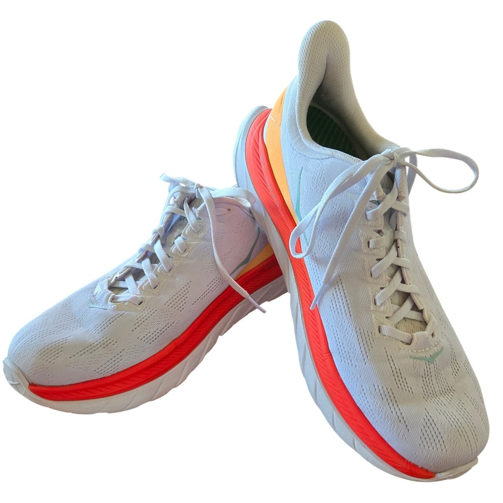 Hoka One One‎ Mach 4 White Orange Yellow Running Shoes Unisex Womens 11W/Mens 9